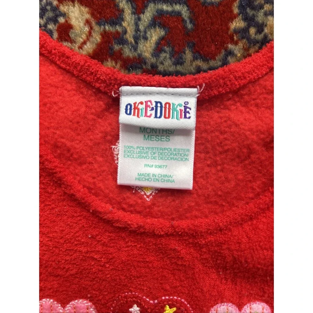 VINTAGE OKIE DOKIE Toddler Girls Heart Overall Terry Cloth Size 12 Months